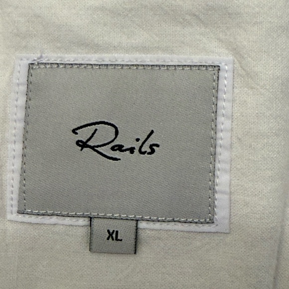 Rails Island white Luxe Linen Blend Button-up Shirt with whipstitch edge trim XL - Picture 5 of 8